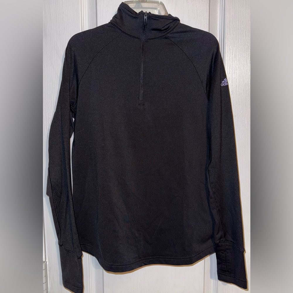 Adidas Quarter Zip Running Pullover Black Size M